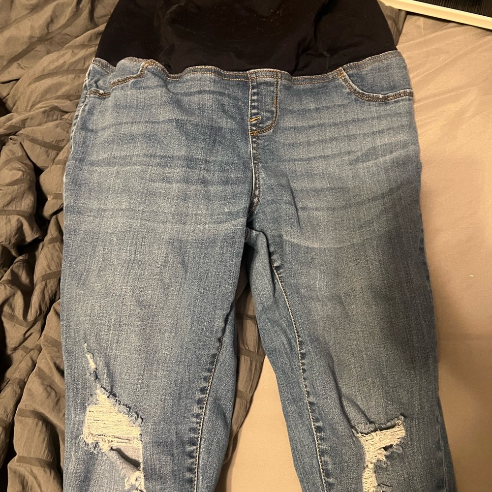 Trendy Blue Distressed Maternity Women's Jeggings